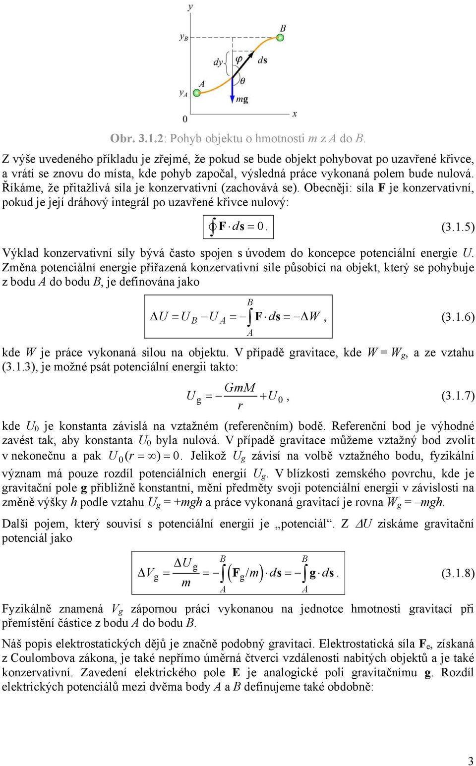 síly bývá často spojen s úvodem do koncepce potenciální enegie U Změna potenciální enegie přiřazená konzevativní síle působící na objekt, kteý se pohybuje z bodu do bodu, je definována jako U U U F d