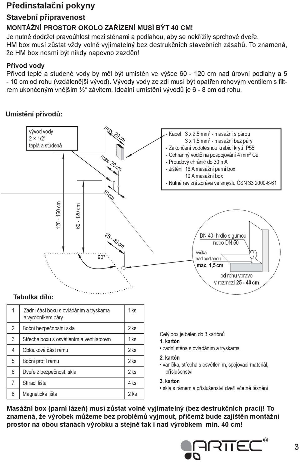 Přívod vody Přívod teplé a studené vody by měl být umístěn ve výšce 60-120 cm nad úrovní podlahy a 5-10 cm od rohu (vzdálenější vývod).