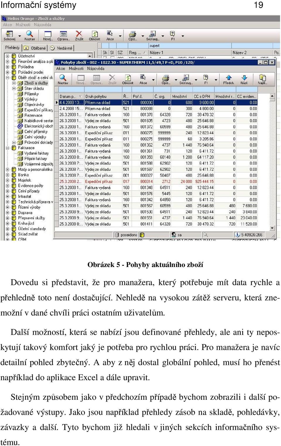 Další možností, která se nabízí jsou definované přehledy, ale ani ty neposkytují takový komfort jaký je potřeba pro rychlou práci. Pro manažera je navíc detailní pohled zbytečný.