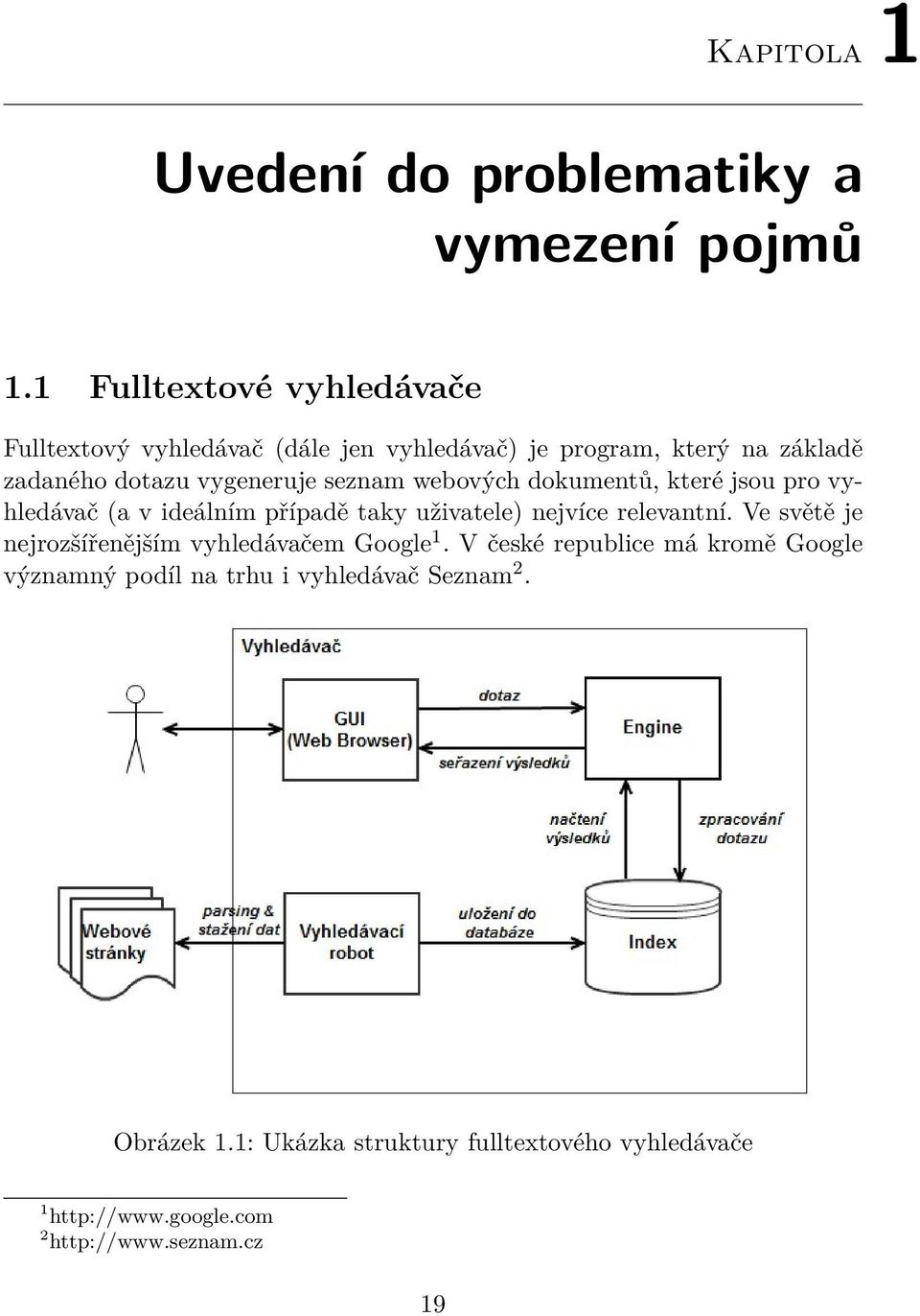 seznam webových dokumentů, které jsou pro vyhledávač (a v ideálním případě taky uživatele) nejvíce relevantní.