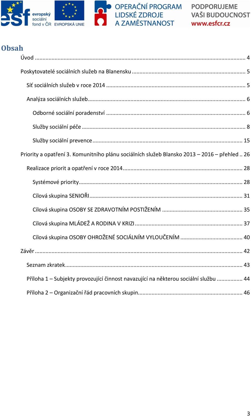 . 26 Realizace priorit a opatření v roce 2014... 28 Systémové priority... 28 Cílová skupina SENIOŘI... 31 Cílová skupina OSOBY SE ZDRAVOTNÍM POSTIŽENÍM.