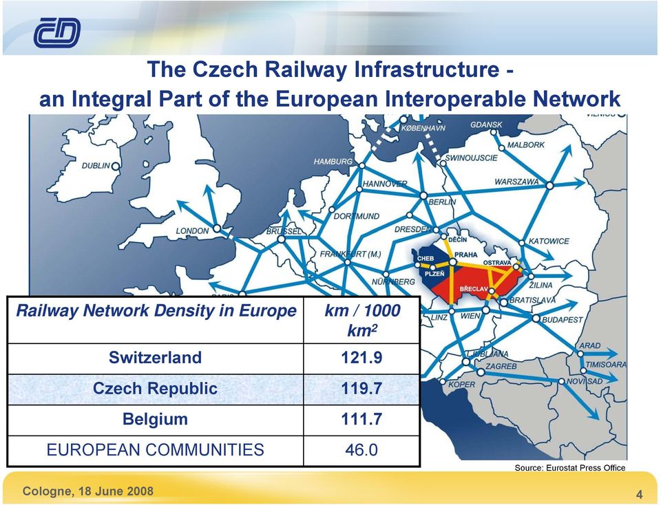 Czech Republic Belgium EUROPEAN COMMUNITIES km / 1000 km 2 121.