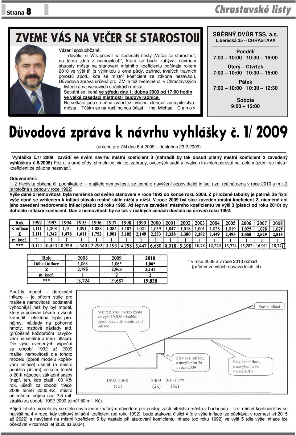 Důvodová zpráva určená pro ZM je též zveřejněna v Chrastavských listech a na webových stránkách města. Setkání se koná ve středu dne 1.