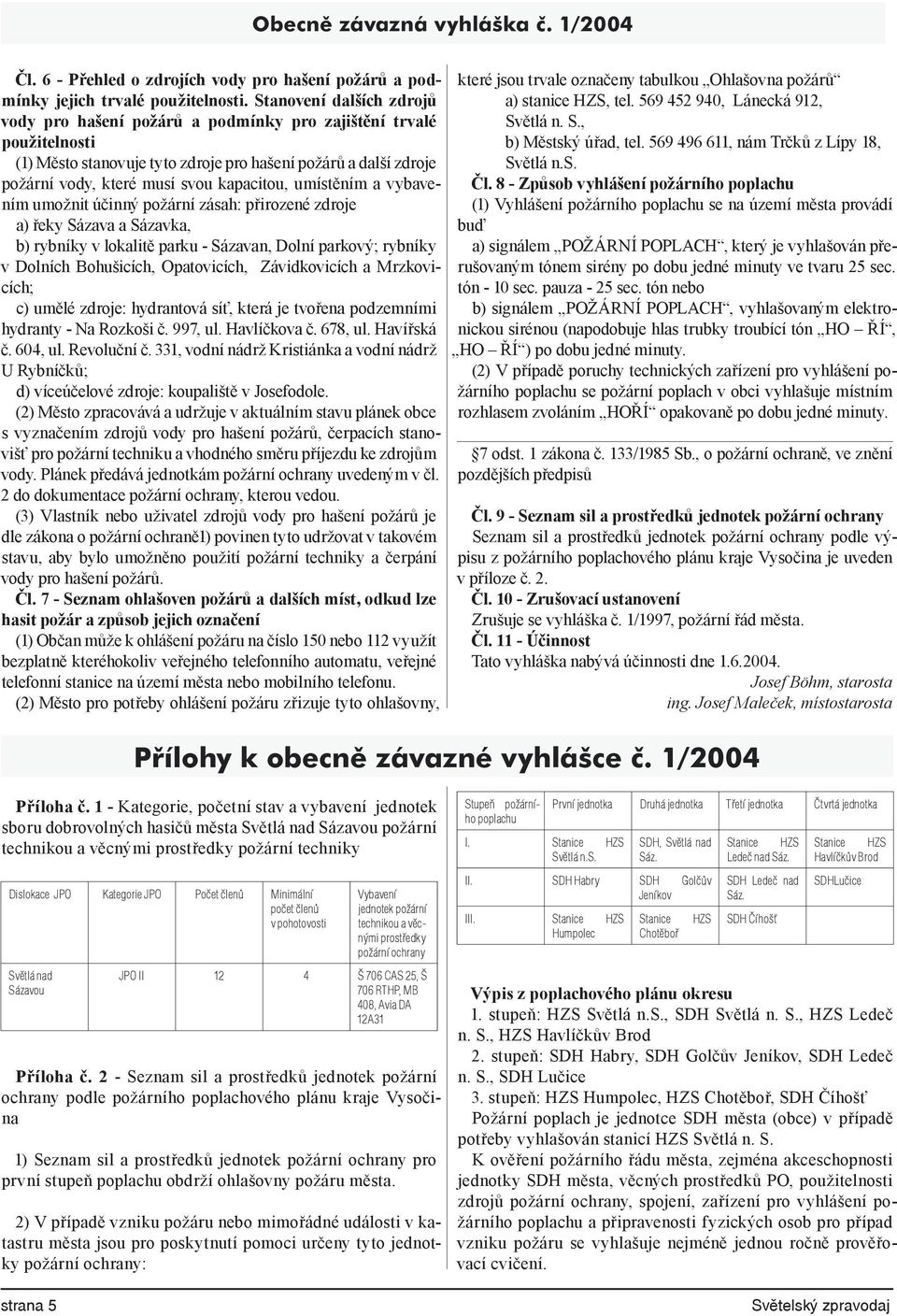 umístěním a vybavením umožnit účinný požární zásah: přirozené zdroje a) řeky Sázava a Sázavka, b) rybníky v lokalitě parku - Sázavan, Dolní parkový; rybníky v Dolních Bohušicích, Opatovicích,