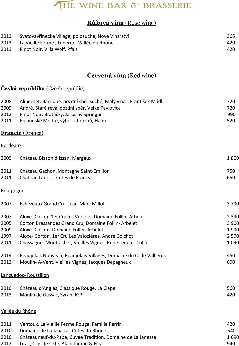 Jaroslav Springer 990 2011 Rulandské Modré, výběr z hroznů, Halm 520 Francie (France) Bordeaux 2009 Château Blason d Issan, Margaux 1 800 2011 Château Gachon, Montagne Saint-Emilion 750 2011 Chateau