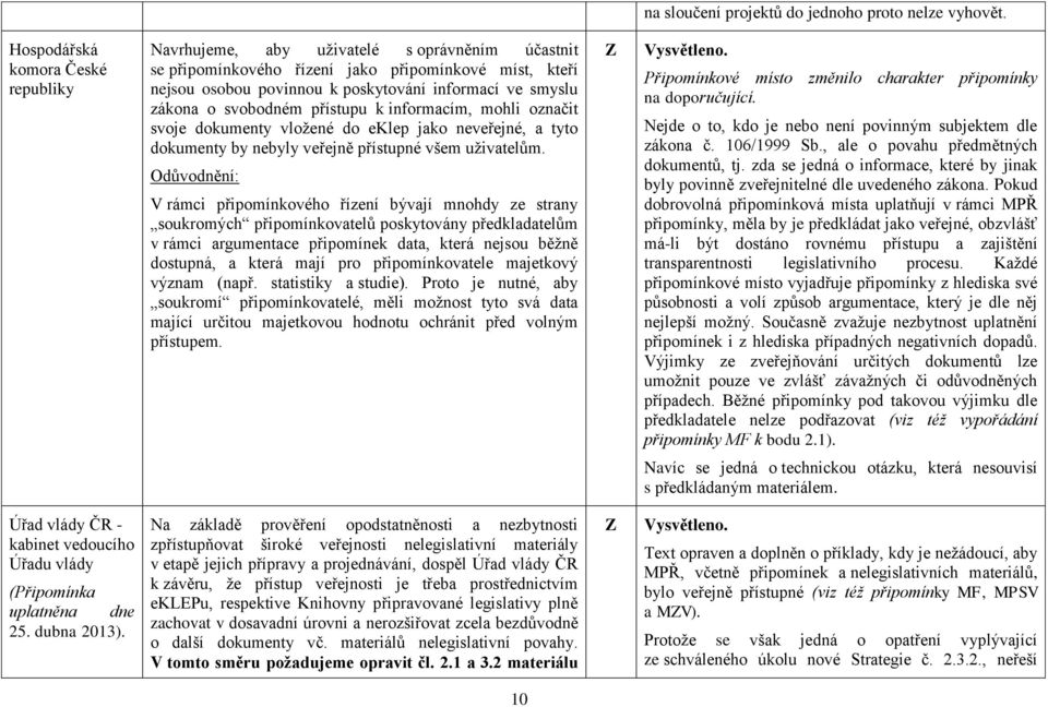 zákona o svobodném přístupu k informacím, mohli označit svoje dokumenty vložené do eklep jako neveřejné, a tyto dokumenty by nebyly veřejně přístupné všem uživatelům.