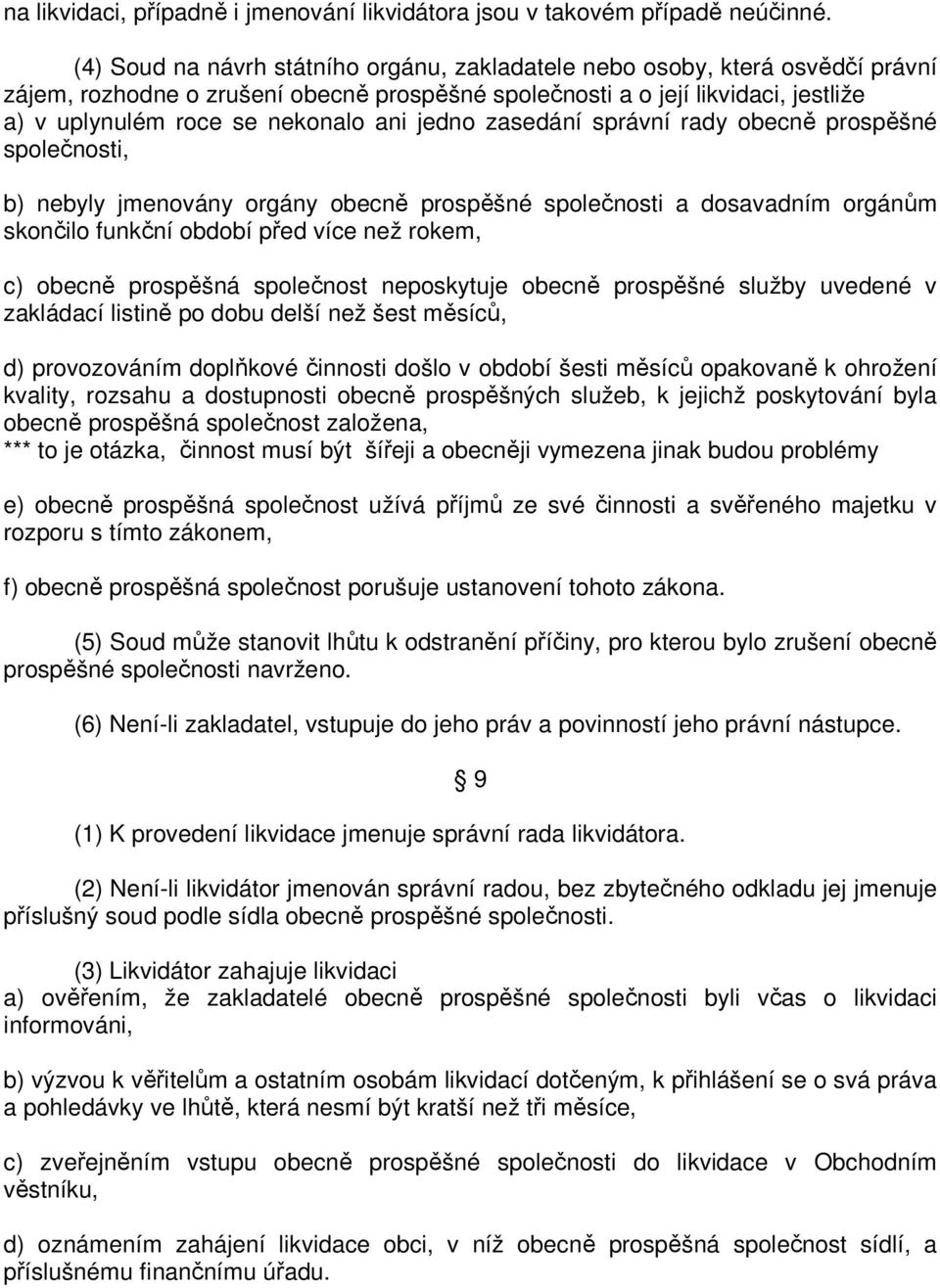 jedno zasedání správní rady obecně prospěšné společnosti, b) nebyly jmenovány orgány obecně prospěšné společnosti a dosavadním orgánům skončilo funkční období před více než rokem, c) obecně prospěšná