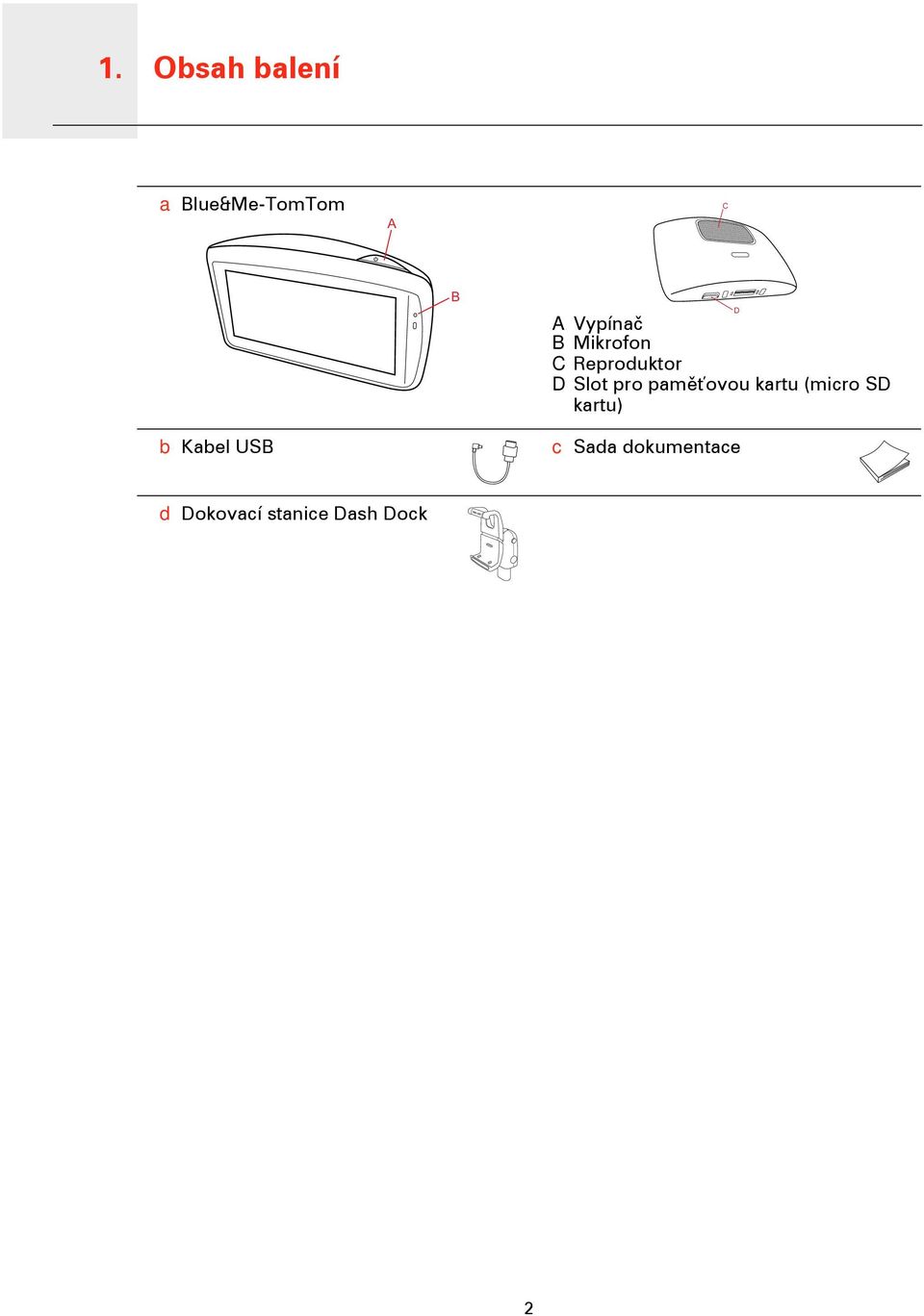 pro paměťovou kartu (micro SD kartu) D b Kabel