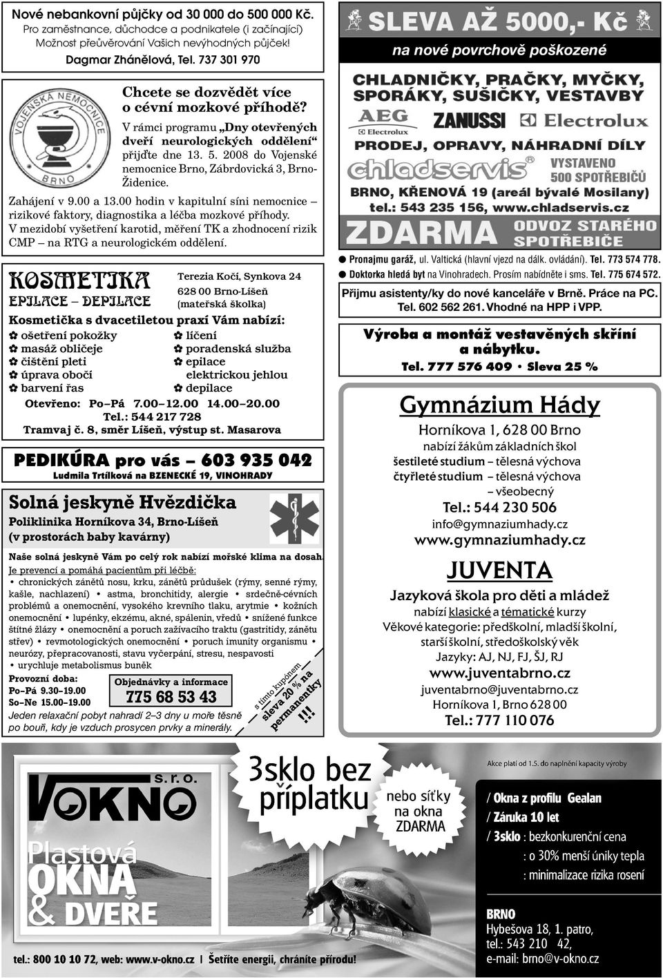 2008 do VojenskÈ nemocnice Brno, Z brdovick 3, Brnoéidenice. Zah jenì v 9.00 a 13.00 hodin v kapitulnì sìni nemocnice ñ rizikovè faktory, diagnostika a lèëba mozkovè p Ìhody.