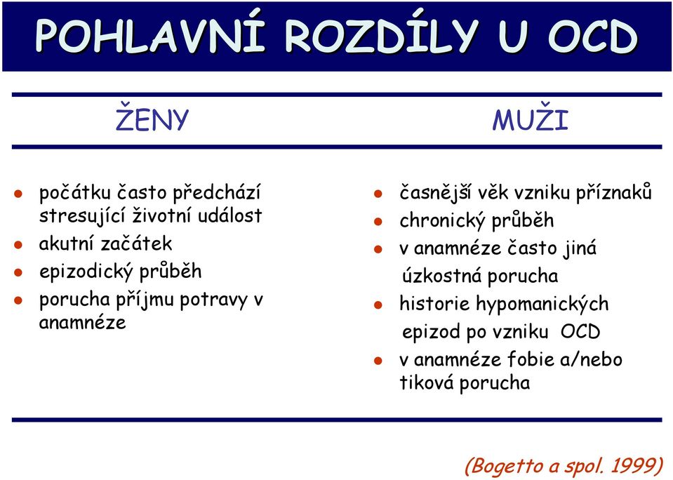 vzniku příznaků chronický průběh v anamnéze často jiná úzkostná porucha historie