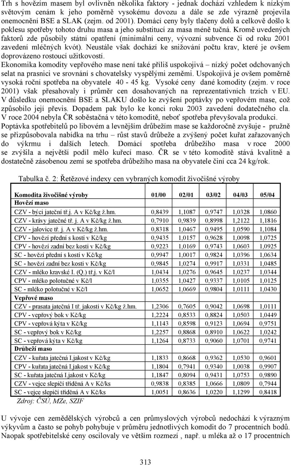 Kromě uvedených faktorů zde působily státní opatření (minimální ceny, vývozní subvence či od roku 2001 zavedení mléčných kvót).