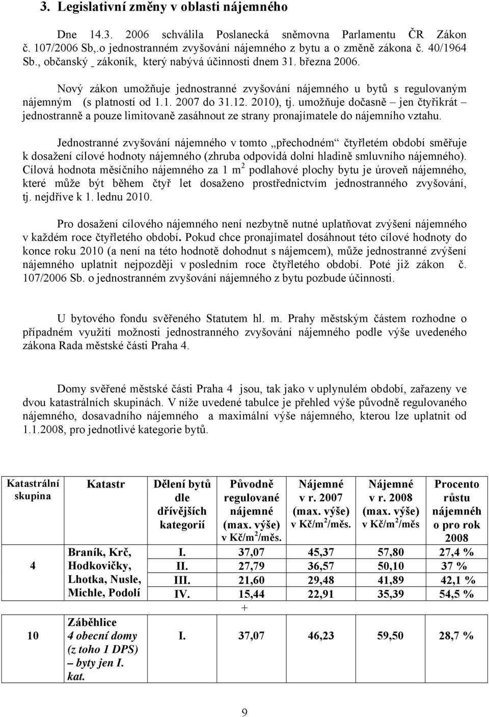 umožňuje dočasně jen čtyřikrát jednostranně a pouze limitovaně zasáhnout ze strany pronajímatele do nájemního vztahu.