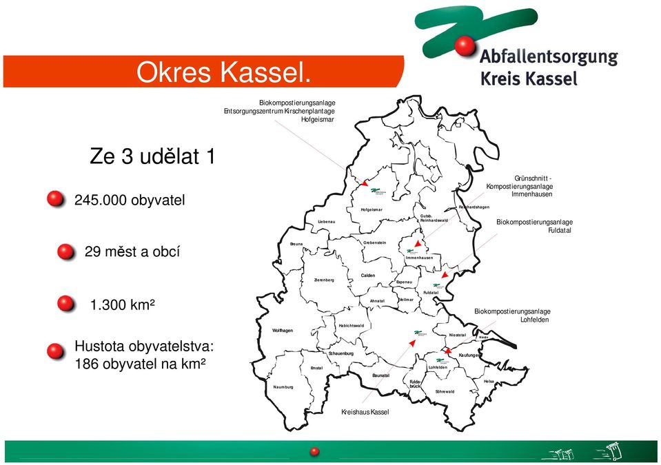 Reinhardswald Reinhardshagen Grünschnitt - Kompostierungsanlage Immenhausen Biokompostierungsanlage Fuldatal 29 měst a obcí Breuna Grebenstein