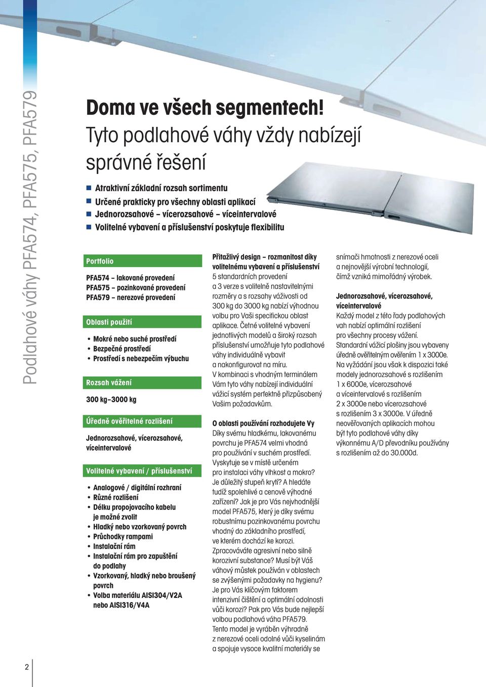 příslušenství poskytuje flexibilitu Portfolio PFA574 lakované provedení PFA575 pozinkované provedení PFA579 nerezové provedení Oblasti použití Mokré nebo suché prostředí Bezpečné prostředí Prostředí