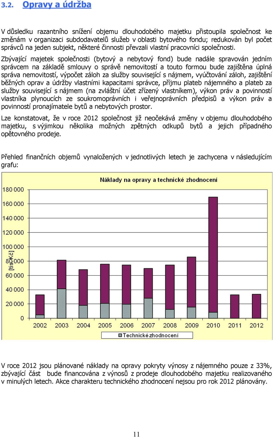 Zbývající majetek společnosti (bytový a nebytový fond) bude nadále spravován jedním správcem na základě smlouvy o správě nemovitostí a touto formou bude zajištěna úplná správa nemovitostí, výpočet