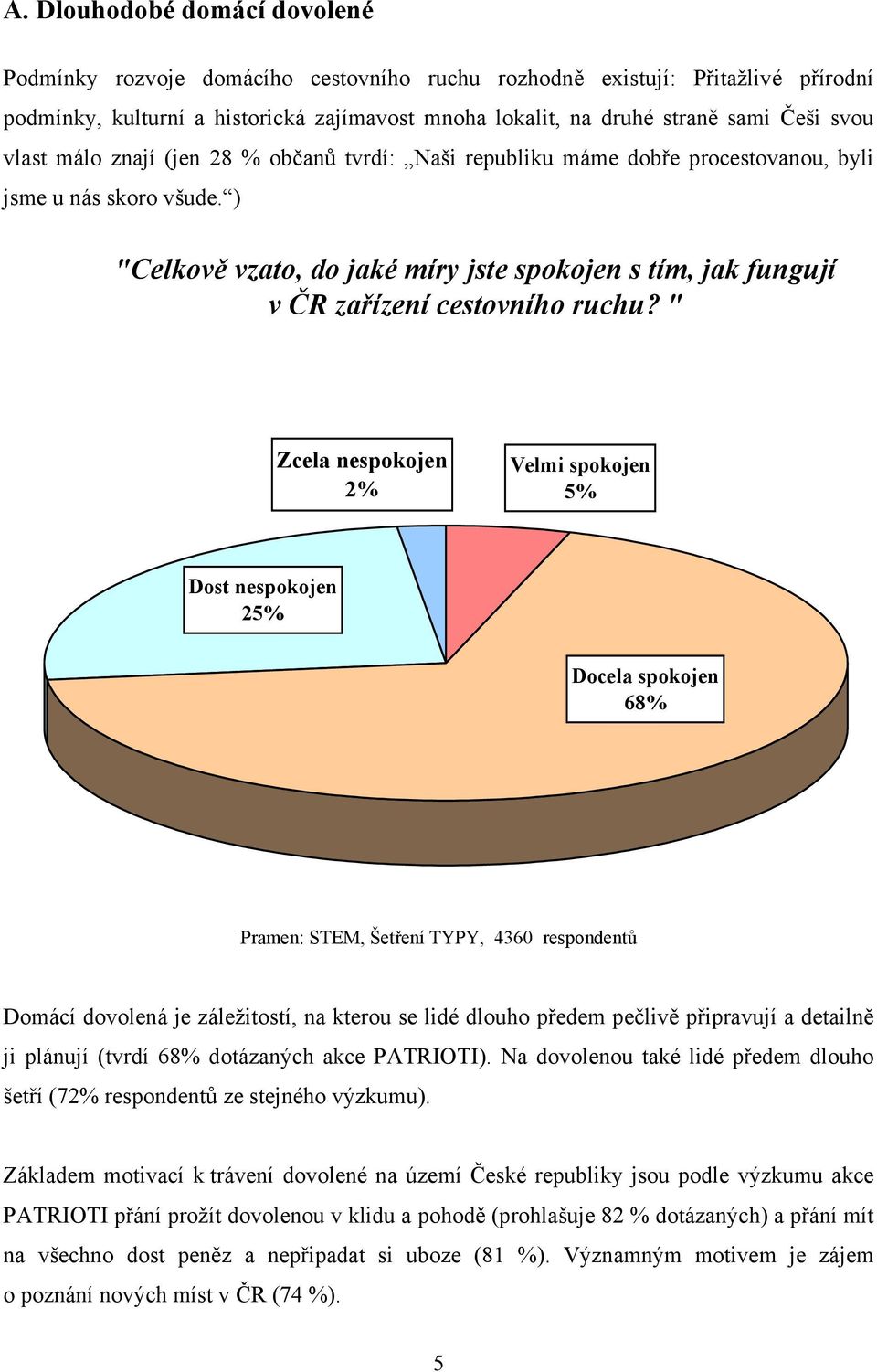 ) "Celkově vzato, do jaké míry jste spokojen s tím, jak fungují v ČR zařízení cestovního ruchu?