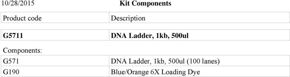 DNA Ladder, 1kb, 500ul DNA Ladder, 1kb,