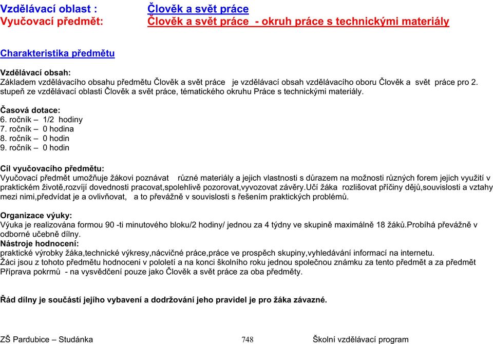 ro ník 1/2 hodiny 7. ro ník 0 hodina 8. ro ník 0 hodin 9.