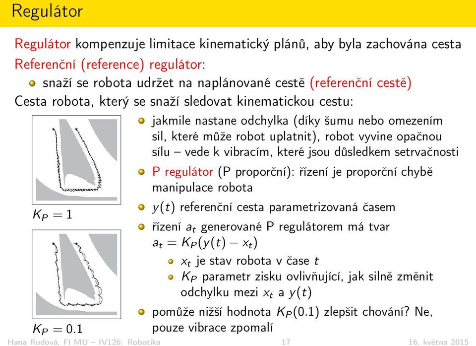 setrvačnosti K P = 1 K P = 0.