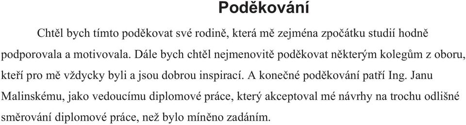 Dále bych chtěl nejmenovitě poděkovat některým kolegům z oboru, kteří pro mě vždycky byli a jsou