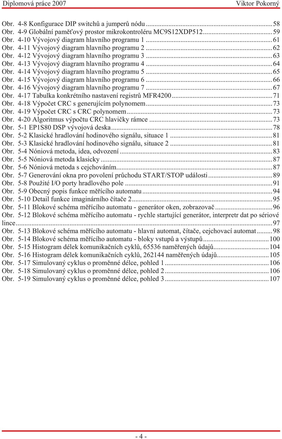 ..65 Obr. 4-15 Vývojový diagram hlavního programu 6...66 Obr. 4-16 Vývojový diagram hlavního programu 7...67 Obr. 4-17 Tabulka konkrétního nastavení registrů MFR4200...71 Obr.