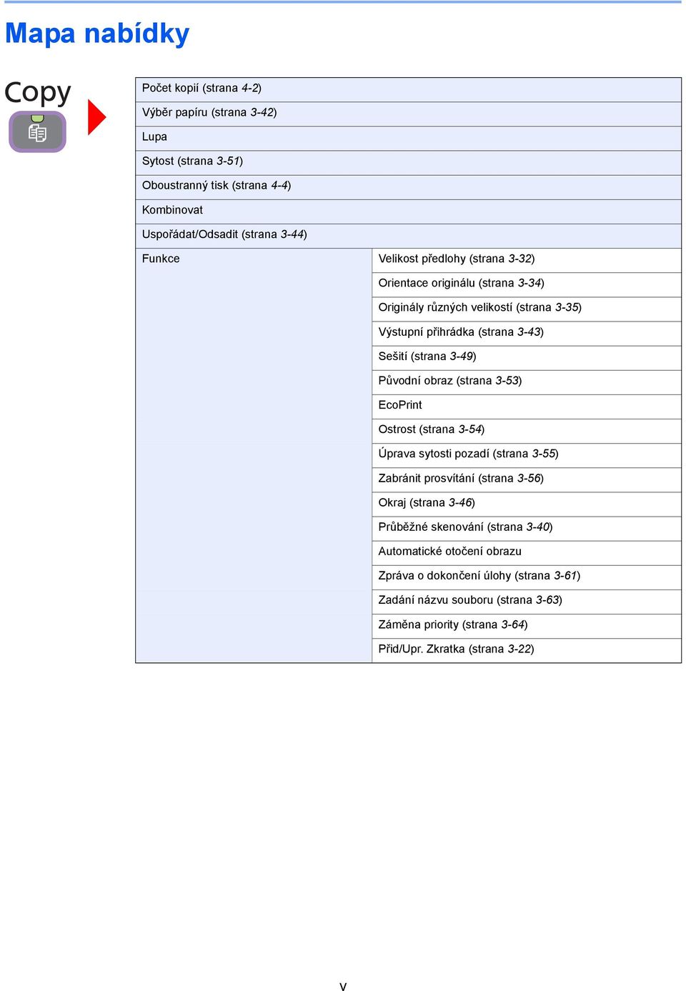 Původní obraz (strana 3-53) EcoPrint Ostrost (strana 3-54) Úprava sytosti pozadí (strana 3-55) Zabránit prosvítání (strana 3-56) Okraj (strana 3-46) Průběžné skenování