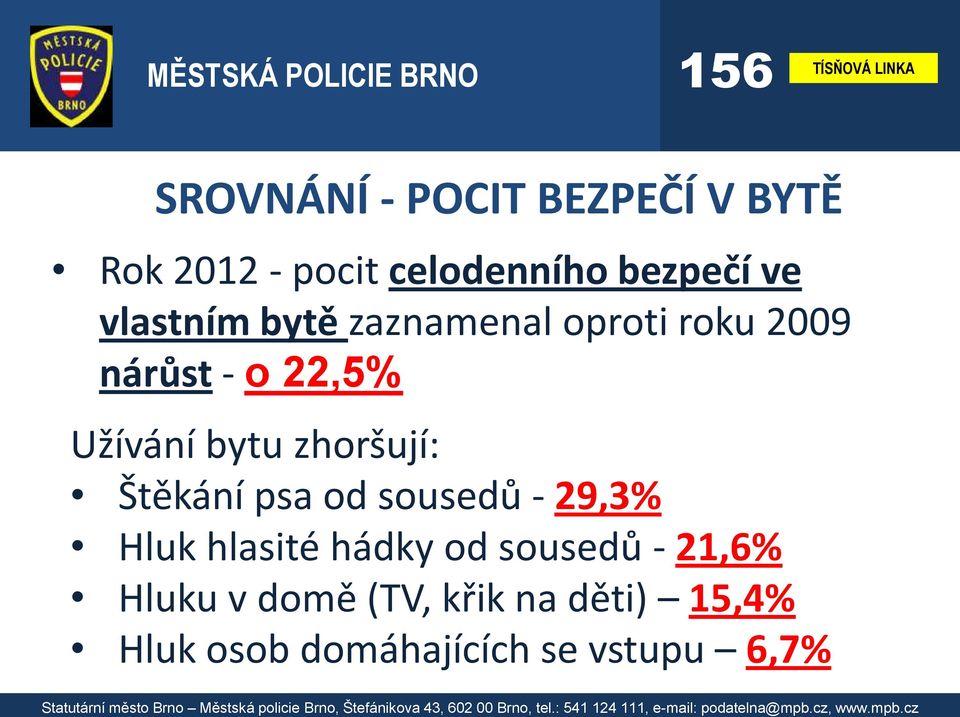 zhoršují: Štěkání psa od sousedů - 29,3% Hluk hlasité hádky od sousedů -