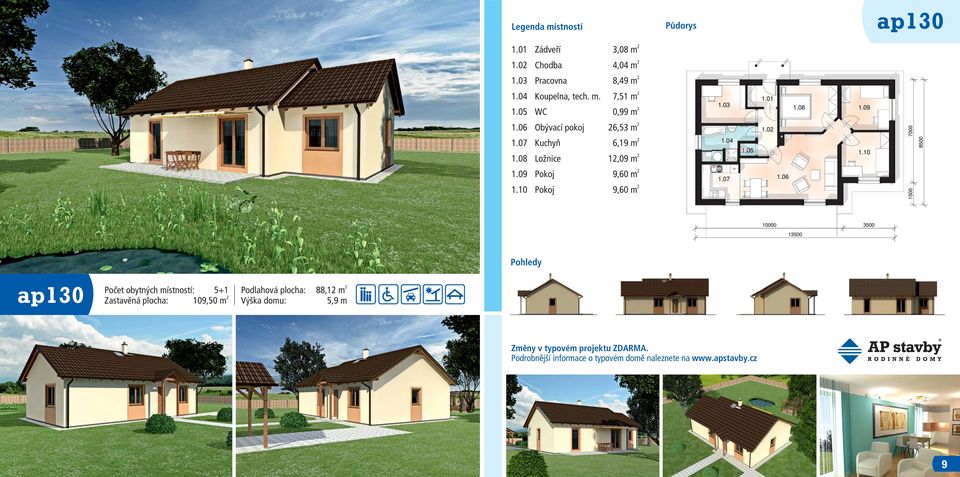 08 Ložnice 1,09 m 1.09 Pokoj 9,60 m 1.