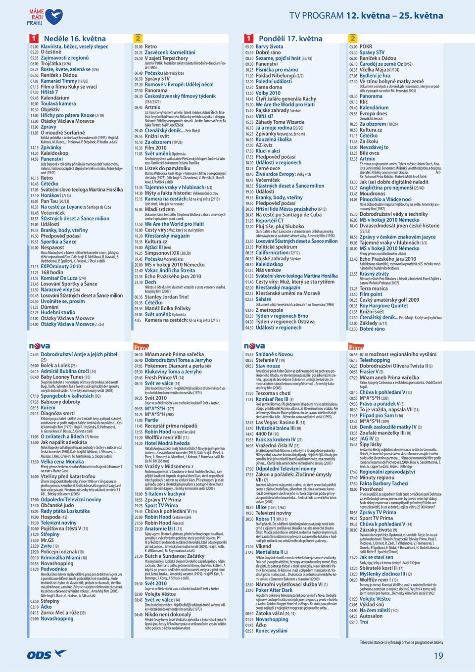 00 Otázky Václava Moravce 13.00 Zprávy 13.05 O moudré Sorfarině Italská pohádka o tvrdohlavých snoubencích (1995). Hrají: M. Kuklová, M. Kubec, J. Preissová, P. Štěpánek, P. Kostka a další. 14.