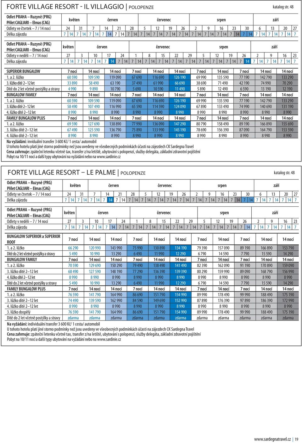 BUNGALOW 7 nocí 14 nocí 14 nocí 7 nocí 14 nocí 14 nocí 7 nocí 14 nocí 7 nocí 14 nocí 14 nocí 1. a 2. lůžko 60 590 109 590 119 090 67 690 116 690 126 190 69 990 135 590 77 190 142 790 133 290 3.