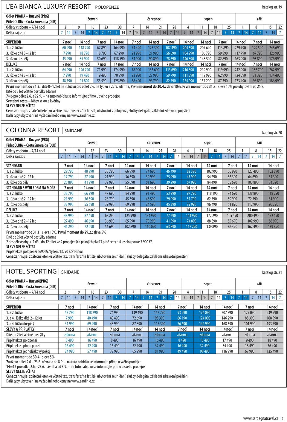 nocí 14 nocí 7 nocí 14 nocí 7 nocí 14 nocí 14 nocí 7 nocí 14 nocí 7 nocí 14 nocí 1. a 2. lůžko 60 990 118 790 67 890 164 990 74 490 125 390 107 490 204 590 207 690 113 890 229 790 129 590 248 690 3.