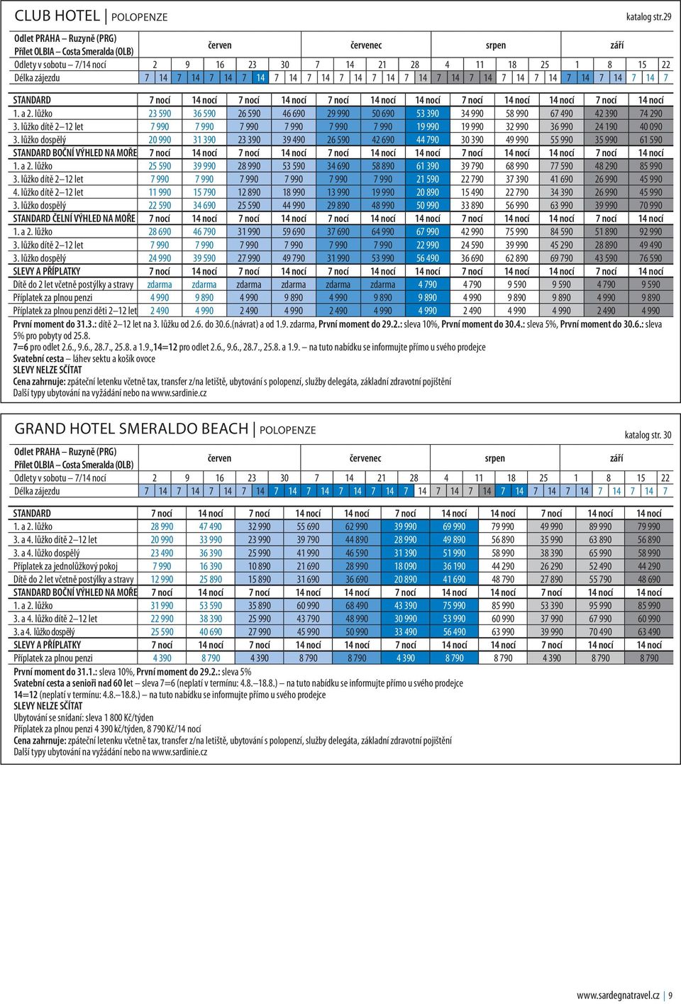 nocí 14 nocí 7 nocí 14 nocí 14 nocí 7 nocí 14 nocí 14 nocí 7 nocí 14 nocí 1. a 2. lůžko 23 590 36 590 26 590 46 690 29 990 50 690 53 390 34 990 58 990 67 490 42 390 74 290 3.