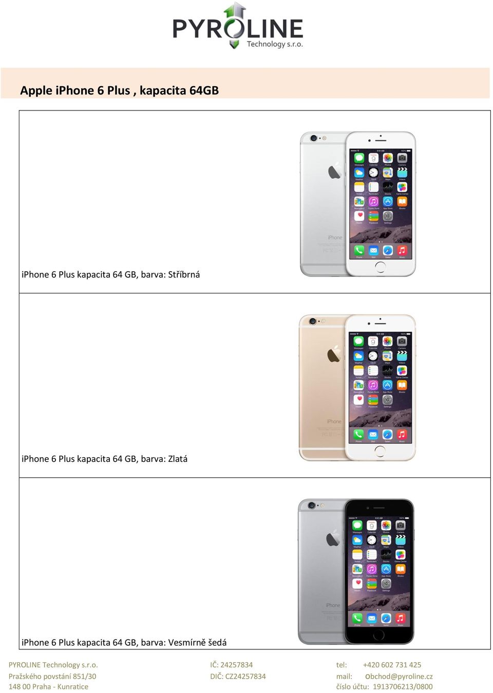 6 Plus kapacita 64 GB, barva: Zlatá iphone