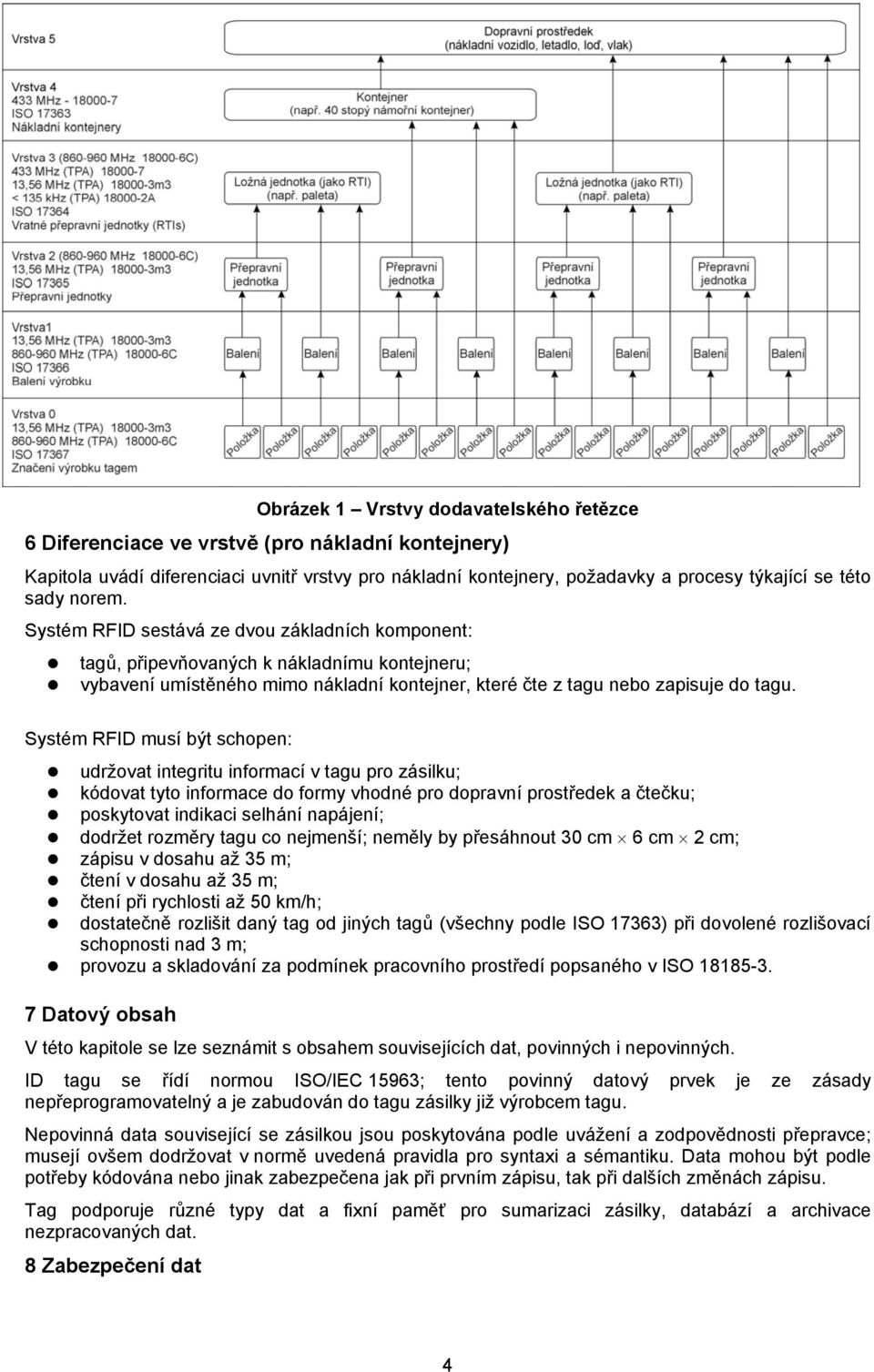 Systém RFID musí být schopen: udržovat integritu informací v tagu pro zásilku; kódovat tyto informace do formy vhodné pro dopravní prostředek a čtečku; poskytovat indikaci selhání napájení; dodržet