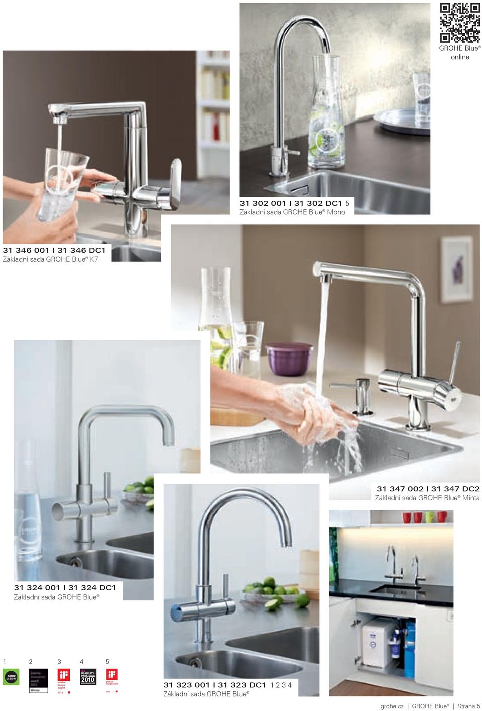 sada GROHE Blue Minta 31 324 001 I 31 324 DC1 Základní sada GROHE Blue 1 2 3 4 5