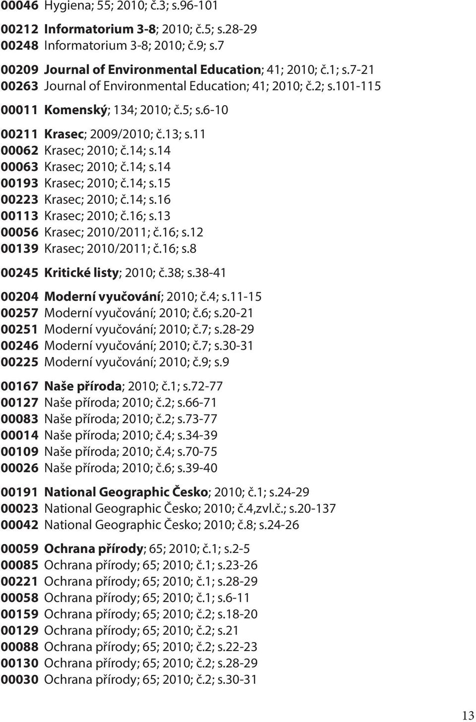 14; s.14 00193 Krasec; 2010; č.14; s.15 00223 Krasec; 2010; č.14; s.16 00113 Krasec; 2010; č.16; s.13 00056 Krasec; 2010/2011; č.16; s.12 00139 Krasec; 2010/2011; č.16; s.8 00245 Kritické listy; 2010; č.