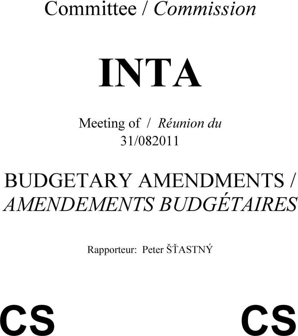 BUDGETARY AMENDMENTS / AMENDEMENTS