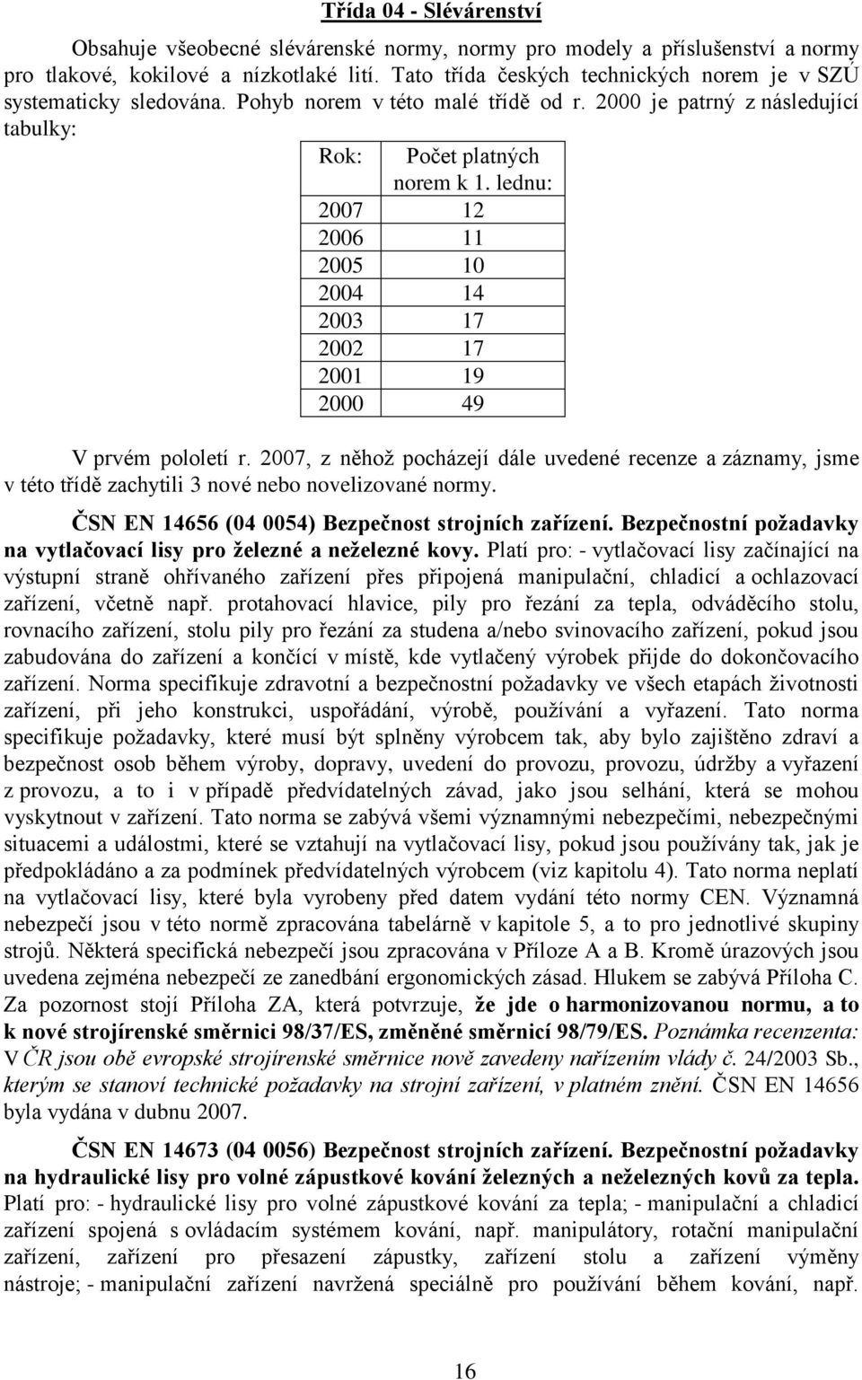 lednu: 2007 12 2006 11 2005 10 2004 14 2003 17 2002 17 2001 19 2000 49 V prvém pololetí r.