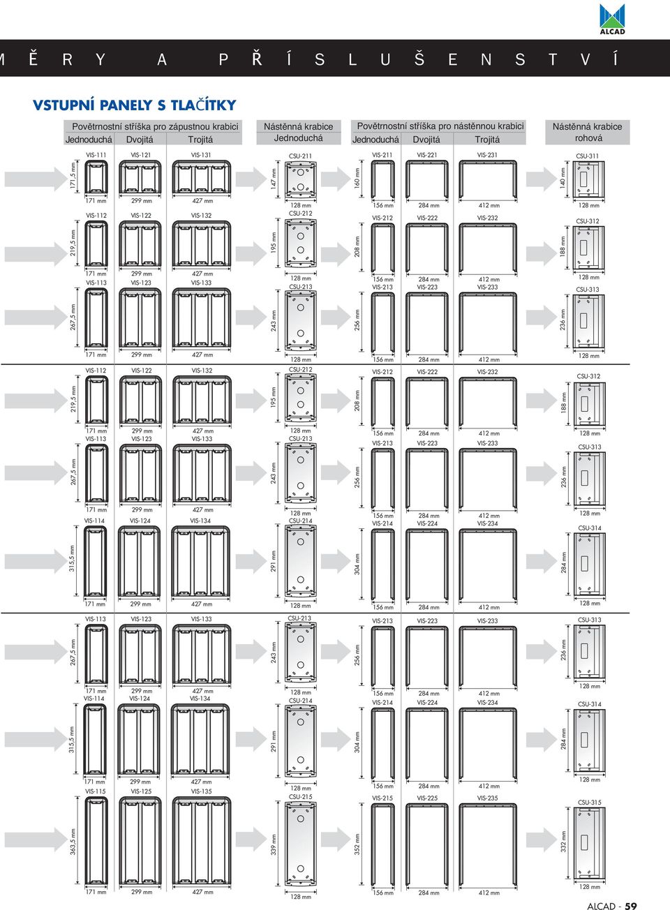 188 mm 140 mm CSU-313 236 mm CSU-312 188 mm CSU-313 236 mm CSU-314 CSU-313 236 mm CSU-314 CSU-315 332 mm 171,5 mm VIS-112 VIS-122 VIS-132 VIS-212 VIS-222 VIS-232 219,5 mm VIS-113 VIS-123 VIS-133