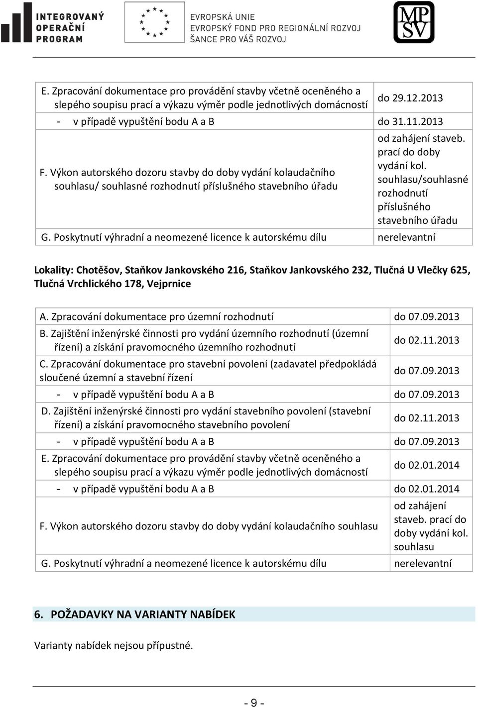 souhlasu/souhlasné rozhodnutí příslušného stavebního úřadu G.