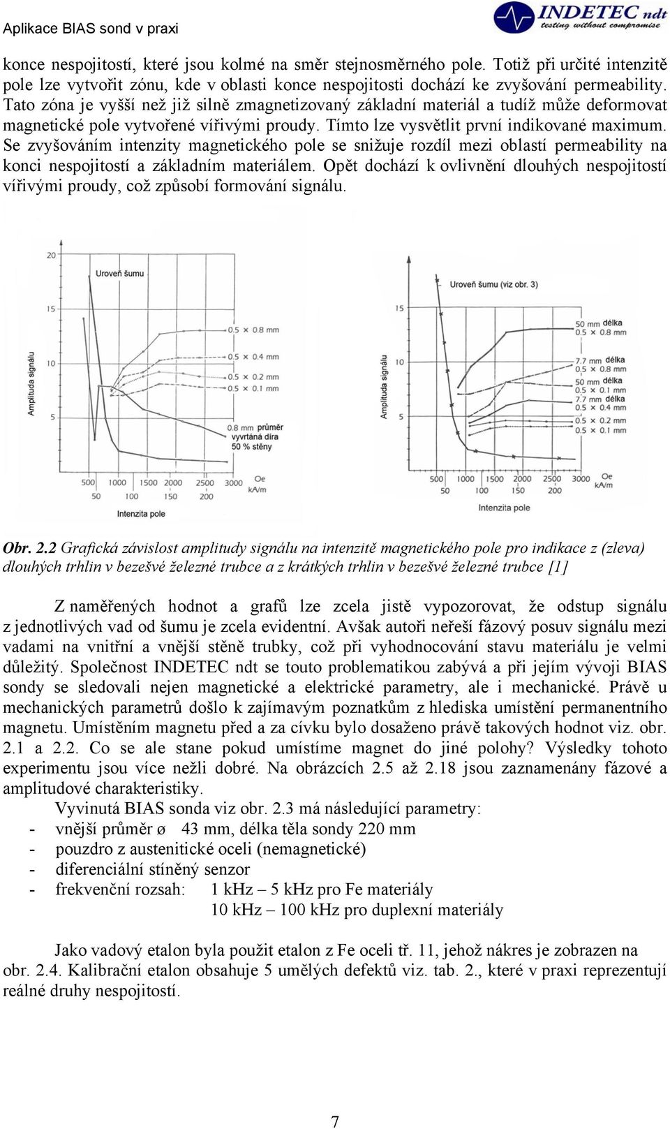 Se zvyšováním intenzity magnetického pole se snižuje rozdíl mezi oblastí permeability na konci nespojitostí a základním materiálem.