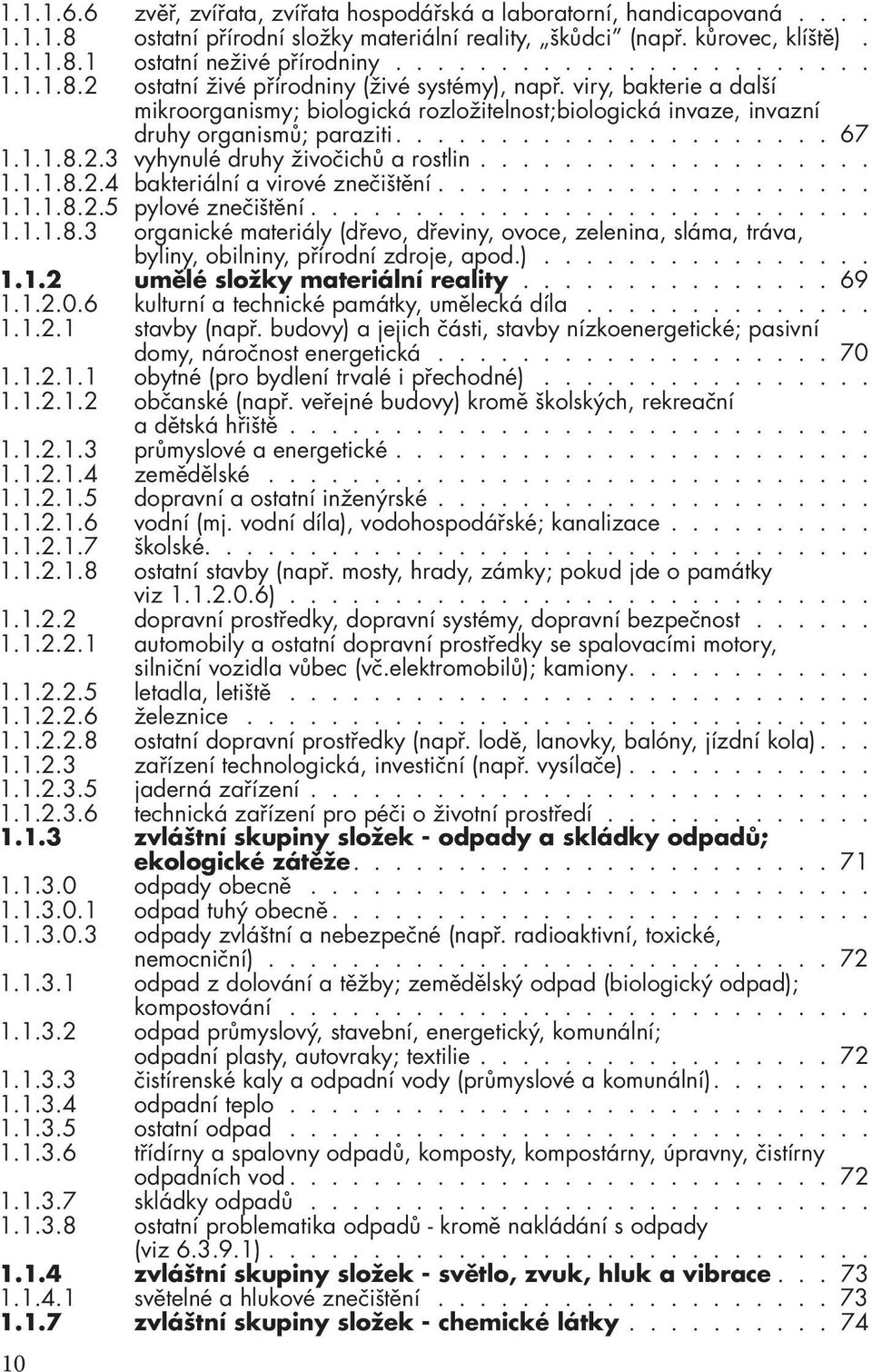 .................... 67 1.1.1.8.2.3 vyhynulé druhy živočichů a rostlin................... 1.1.1.8.2.4 bakteriální a virové znečištění..................... 1.1.1.8.2.5 pylové znečištění........................... 1.1.1.8.3 organické materiály (dřevo, dřeviny, ovoce, zelenina, sláma, tráva, byliny, obilniny, přírodní zdroje, apod.