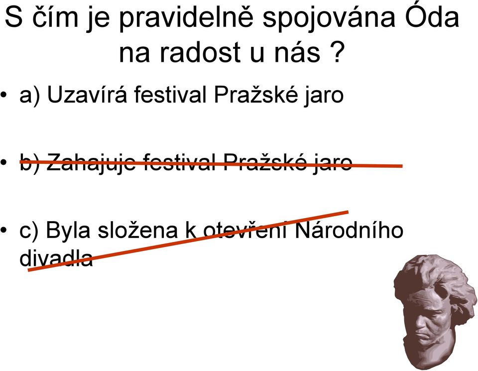a) Uzavírá festival Pražské jaro b)