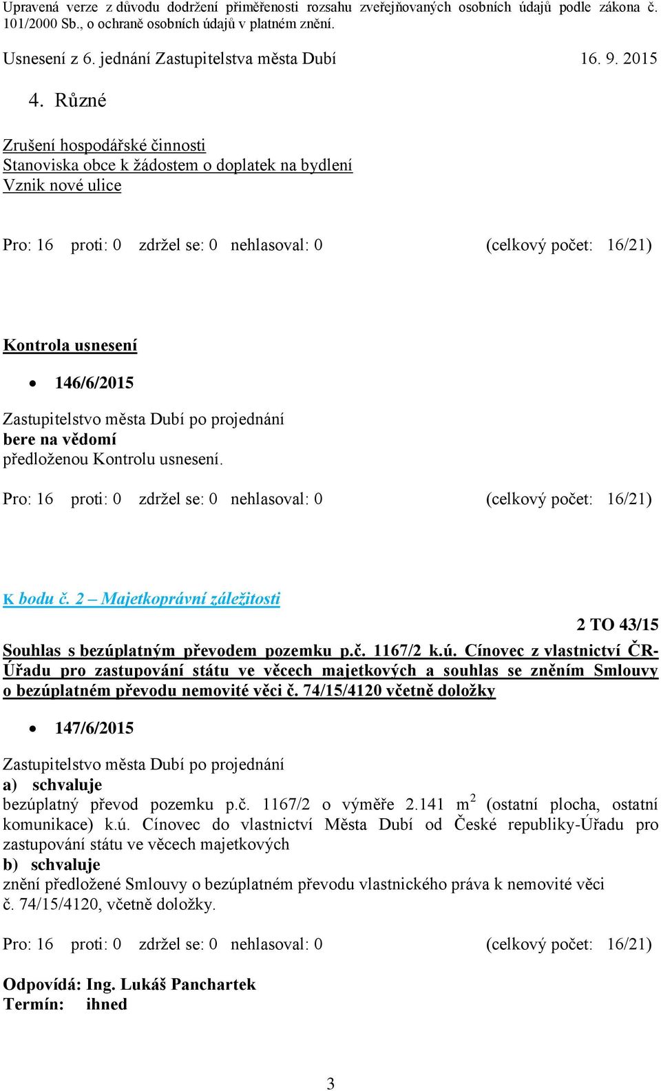 74/15/4120 včetně doložky 147/6/2015 bezúp