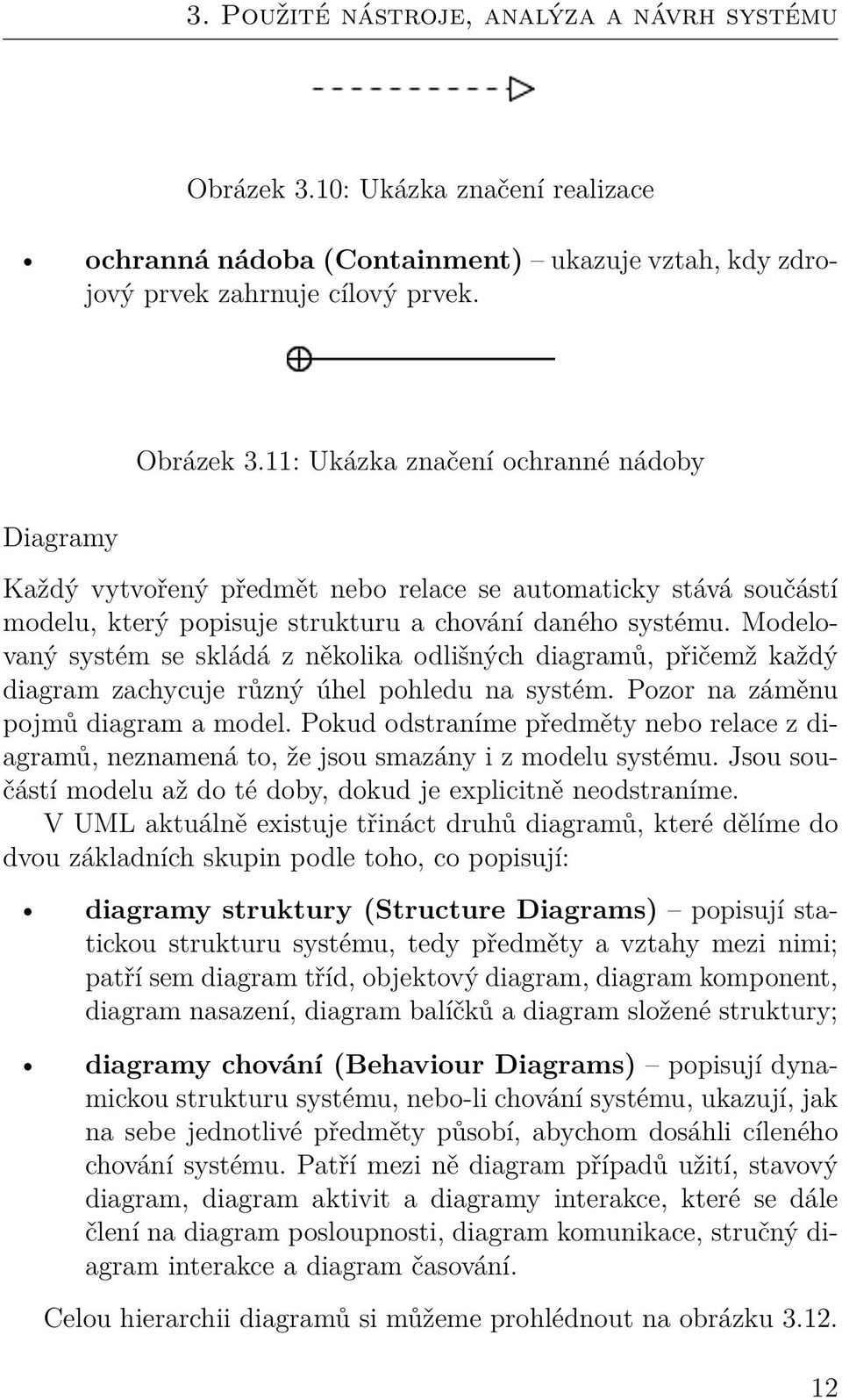 : Ukázka značení ochranné nádoby Diagramy Každý vytvořený předmět nebo relace se automaticky stává součástí modelu, který popisuje strukturu a chování daného systému.