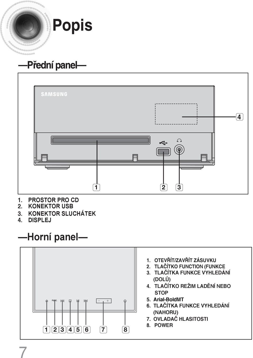 TLAČÍTKO FUNCTION (FUNKCE 3. TLAČÍTKA FUNKCE VYHLEDÁNÍ (DOLŮ) 4.