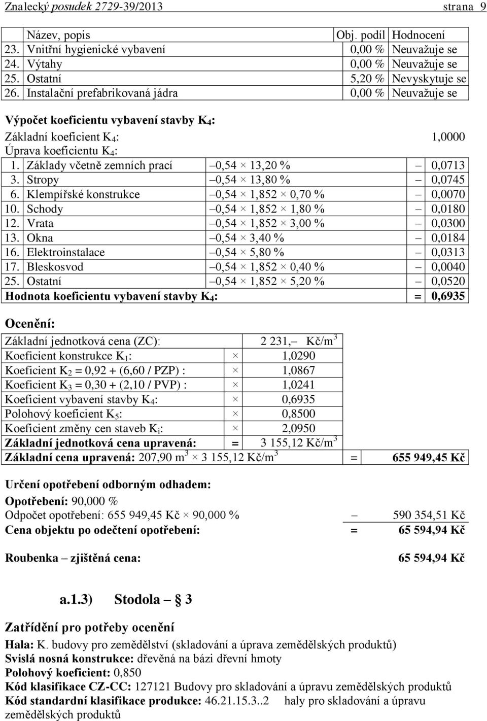 Základy včetně zemních prací 0,54 13,20 % 0,0713 3. Stropy 0,54 13,80 % 0,0745 6. Klempířské konstrukce 0,54 1,852 0,70 % 0,0070 10. Schody 0,54 1,852 1,80 % 0,0180 12.