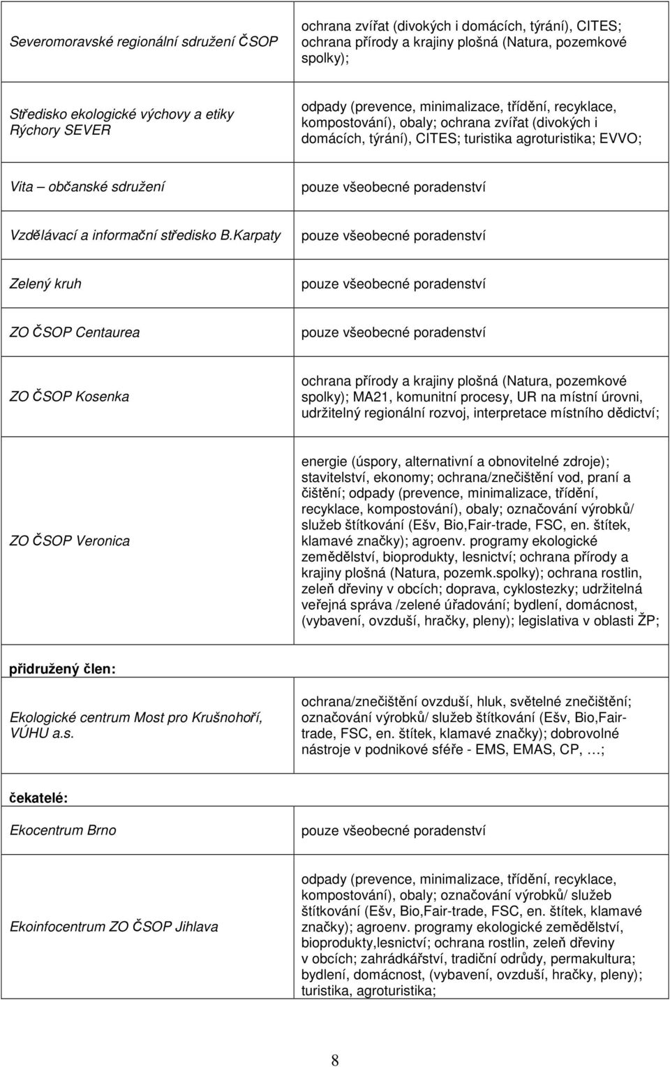 všeobecné poradenství Vzdělávací a informační středisko B.