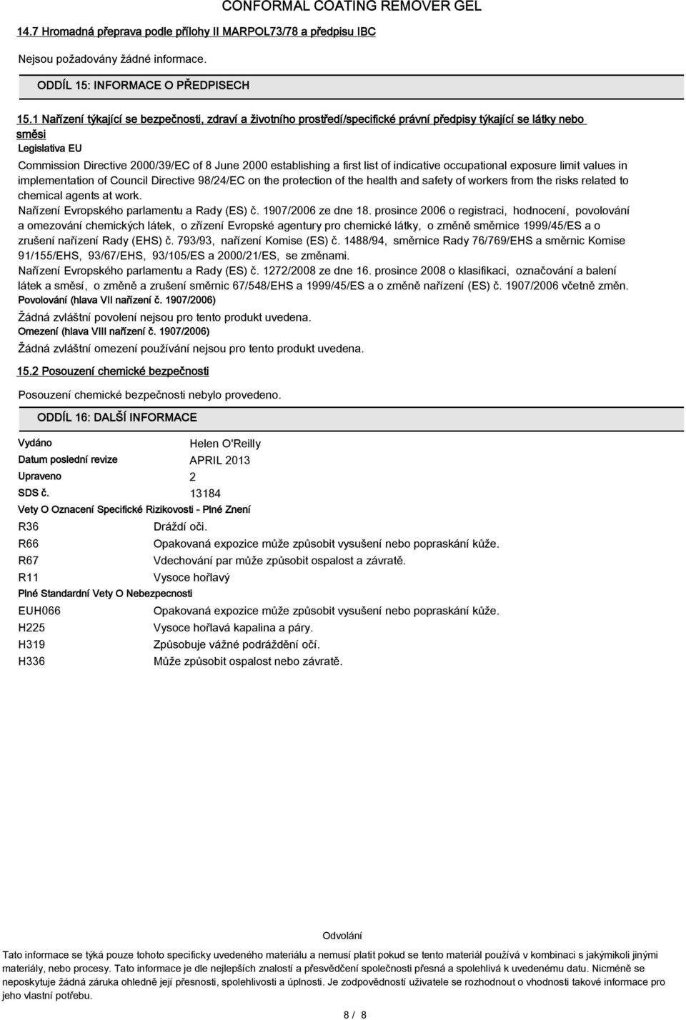 first list of indicative occupational exposure limit values in implementation of Council Directive 98/24/EC on the protection of the health and safety of workers from the risks related to chemical