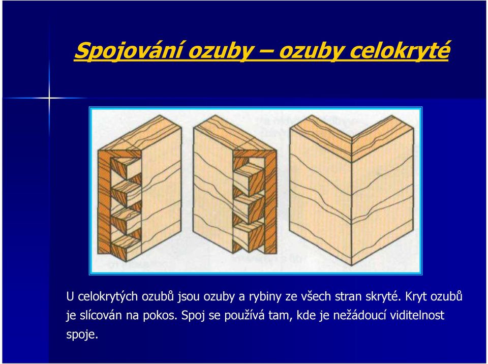 skryté. Kryt ozubů je slícován na pokos.